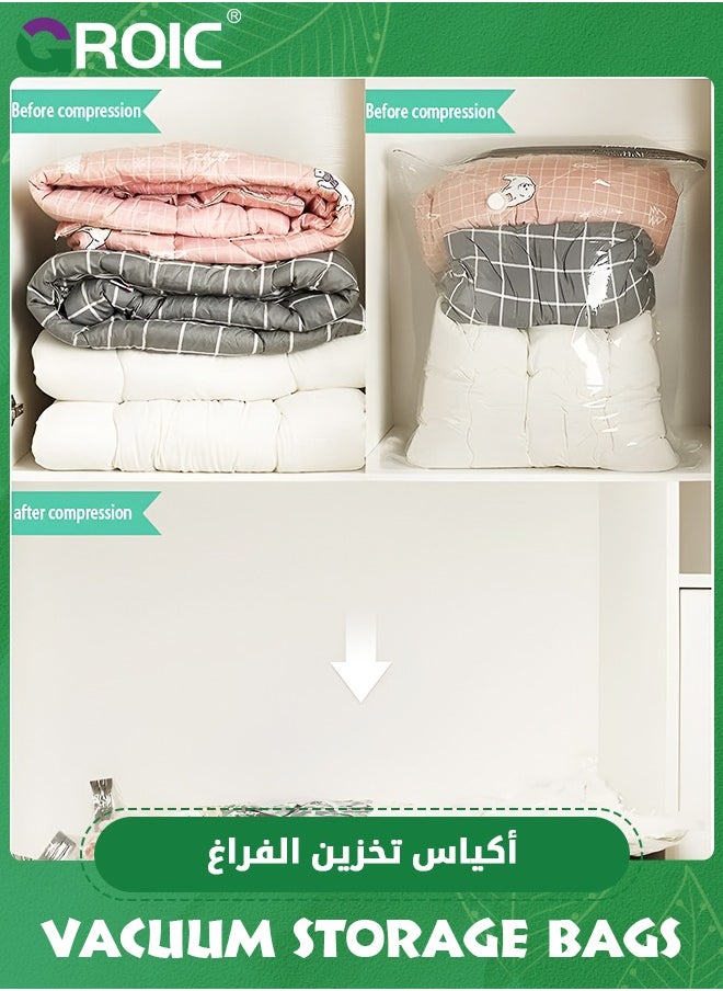 أكياس تخزين ممتازة للمكنسة الكهربائية مع مضخة كهربائية، 6 عبوات (2 جامبو، 2 كبير، 2 متوسط)، أكياس قابلة لإعادة الاستخدام لتوفير المساحة للملابس والمراتب وحقيبة مكنسة كهربائية موفرة للمساحة