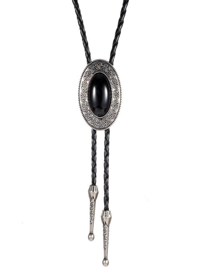 ElevateTech Bolo Tie for Men Western Cowboy Bolo Tie Necklace Shape Round Ties Supplies Fashion Accessories Western Jewelry Handmade with Alloy Black Turquoise Cowboy Banquet Birthday Anniver Gift - Image 1