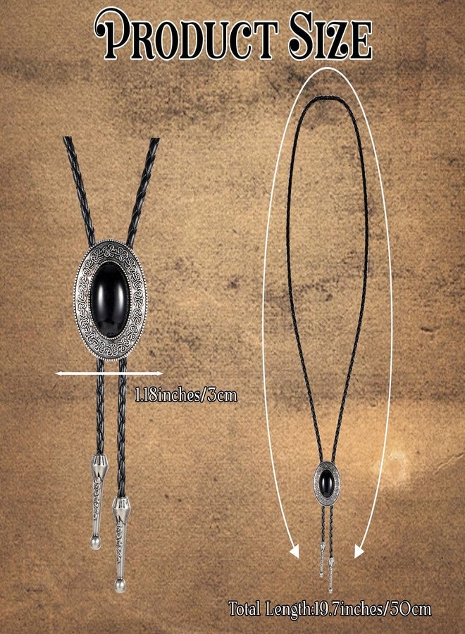 ElevateTech Bolo Tie for Men Western Cowboy Bolo Tie Necklace Shape Round Ties Supplies Fashion Accessories Western Jewelry Handmade with Alloy Black Turquoise Cowboy Banquet Birthday Anniver Gift - Image 2