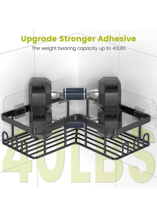 Tiokkss Corner Shower Caddy 4 Pack, Adhesive Shower Organizer, Large Capacity, Rustproof Stainless Steel Shower Shelf for Inside Shower & Bathroom Storage&Home Decor, Black  - Image 5
