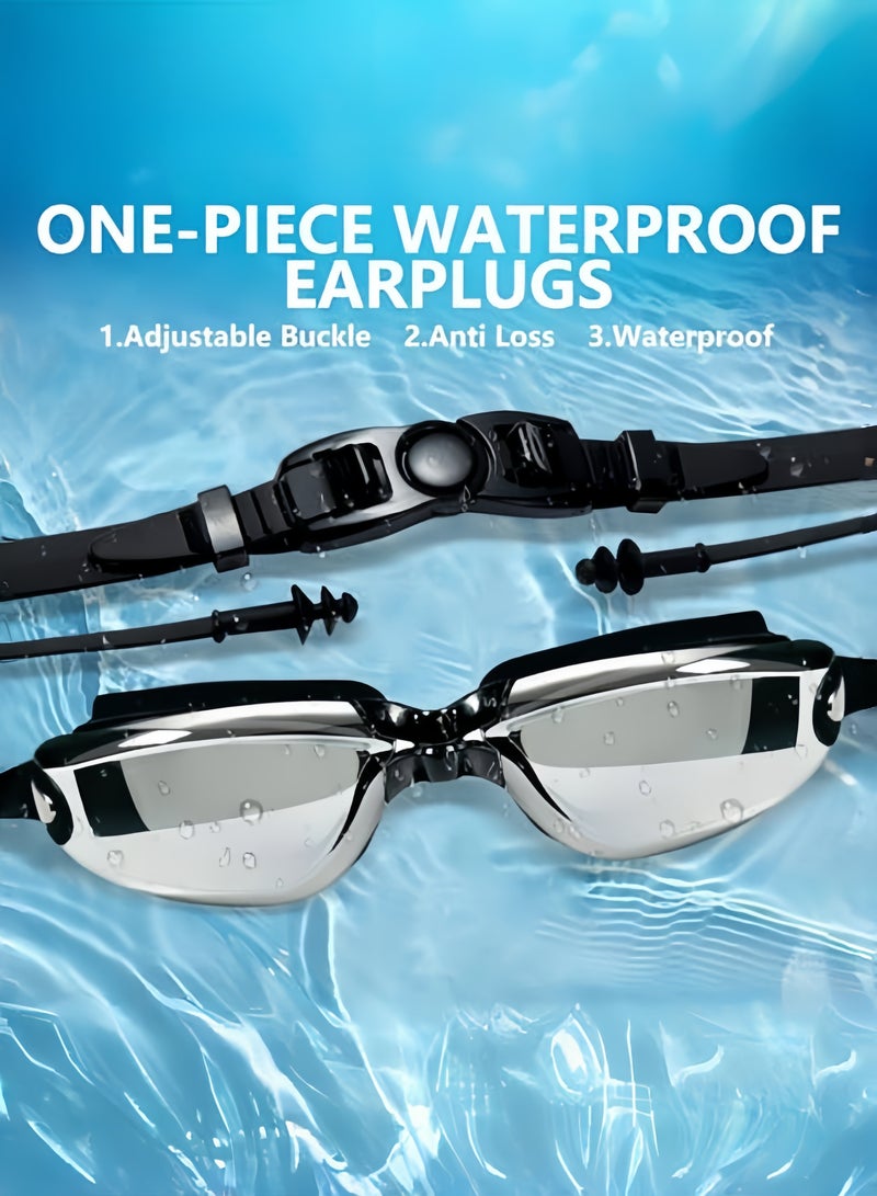 nihao High-Performance 3 XL Shark Skin Swimwear 6-Piece Set - Swim Trunks, Swim Cap, Anti-Fog Mirrored Goggles, Nose Clip & Earplugs, Waterproof Carry Bag for Men  - Professional Training & Competition - Image 5