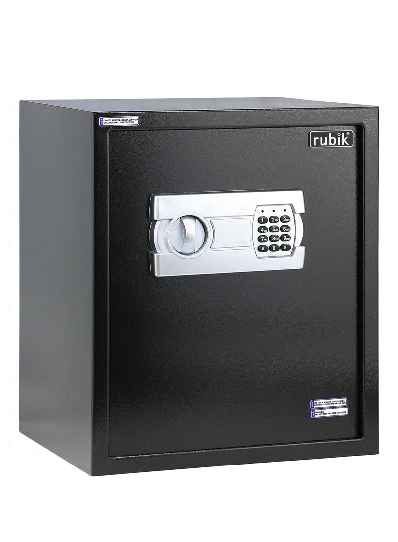 Rubik Safe Box with Digital Keypad and Key Lock for Money Jewelry Documents Home Office RB-45EGX (Size 45x38x30cm) Black - Image 1