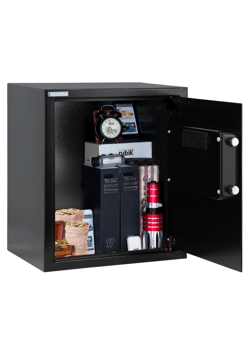 Rubik Safe Box with Digital Keypad and Key Lock for Money Jewelry Documents Home Office RB-45EGX (Size 45x38x30cm) Black - Image 5