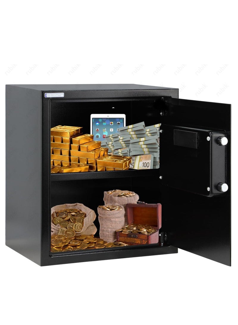 Rubik Safe Box with Digital Keypad and Key Lock for Money Jewelry Documents Home Office RB-45EGX (Size 45x38x30cm) Black - Image 4