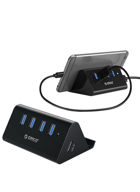 ORICO USB Hub, 4 Port USB 3.0 Portable Data Hub with 1 Meter USB Cable, Phone Stand Function for Laptop, Notebook, PC, MacBook, iMac, Surface Pro, Flash Drives, and Mobile HDD