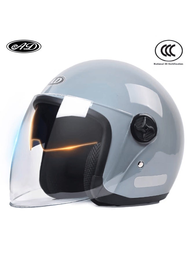 Ad New National Standard 3c Certified Electric Vehicle Helmet For Men And Women, All-season Universal Electric Scooter Safety Helmet, Women's Summer Style With Dual Visor, Sun Protection, Lightweight Half Helmet, 165-1 Squirrel Gray - Image 1