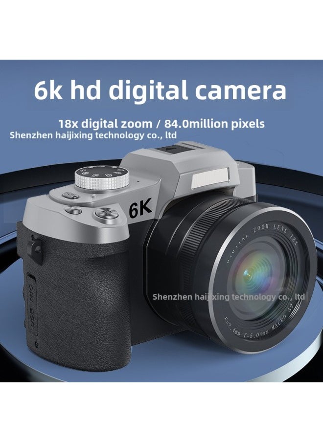 Generic Micro Single Student Travel HD Camera Portable Self-timer Dual Camera 84 Million Pixels 6K Video Beauty Filter-Body Color:Black+32g Memory Card+wide-angle Lens  - Image 2