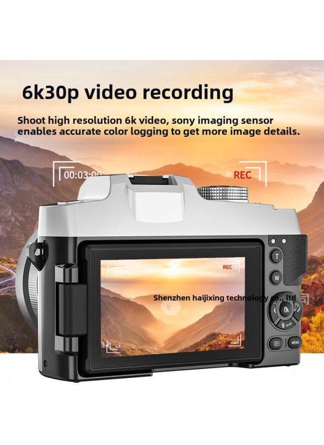 Generic Micro Single Student Travel HD Camera Portable Self-timer Dual Camera 84 Million Pixels 6K Video Beauty Filter-Body Color:Black+32g Memory Card+wide-angle Lens  - Image 3