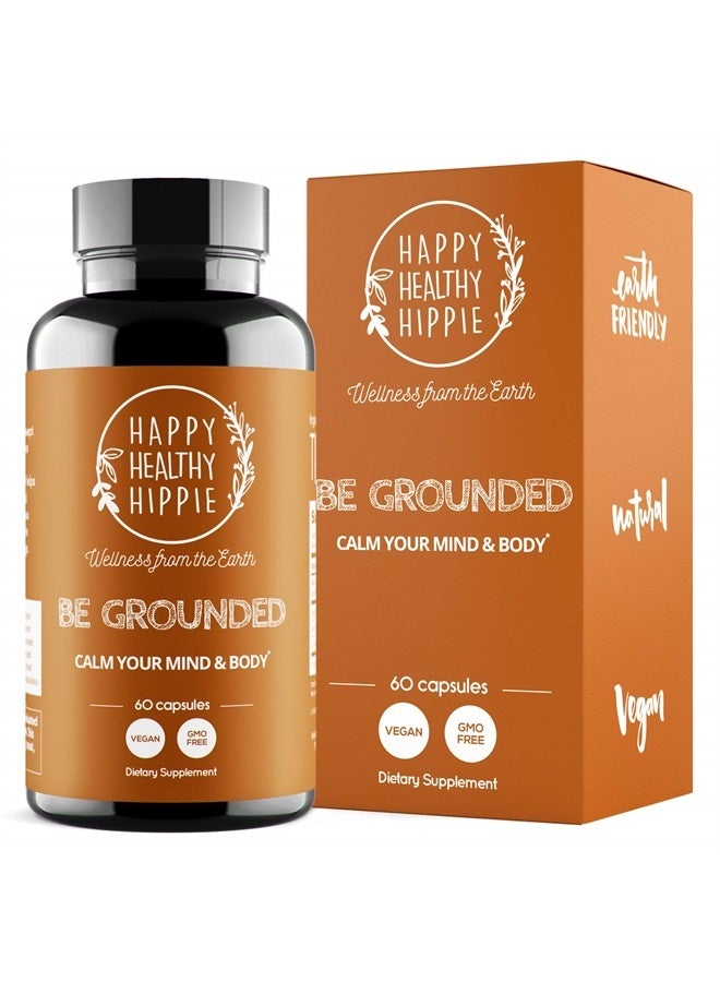 HAPPY HEALTHY HIPPIE Be Grounded [Stress Relief Supplement] - Calming, and Quick Acting | Lavender, Magnesium, Lemon Balm | for Calm, Sleep, Worries – Herbal. Vegan, 60 Pills - Image 1