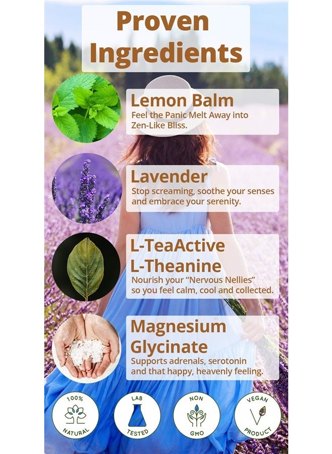 HAPPY HEALTHY HIPPIE Be Grounded [Stress Relief Supplement] - Calming, and Quick Acting | Lavender, Magnesium, Lemon Balm | for Calm, Sleep, Worries – Herbal. Vegan, 60 Pills - Image 2