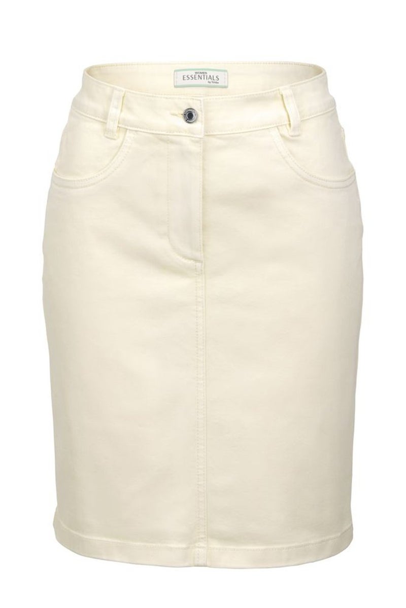 Tchibo تنورة ميني جينز صلبة للنساء، كريمي - Image 3