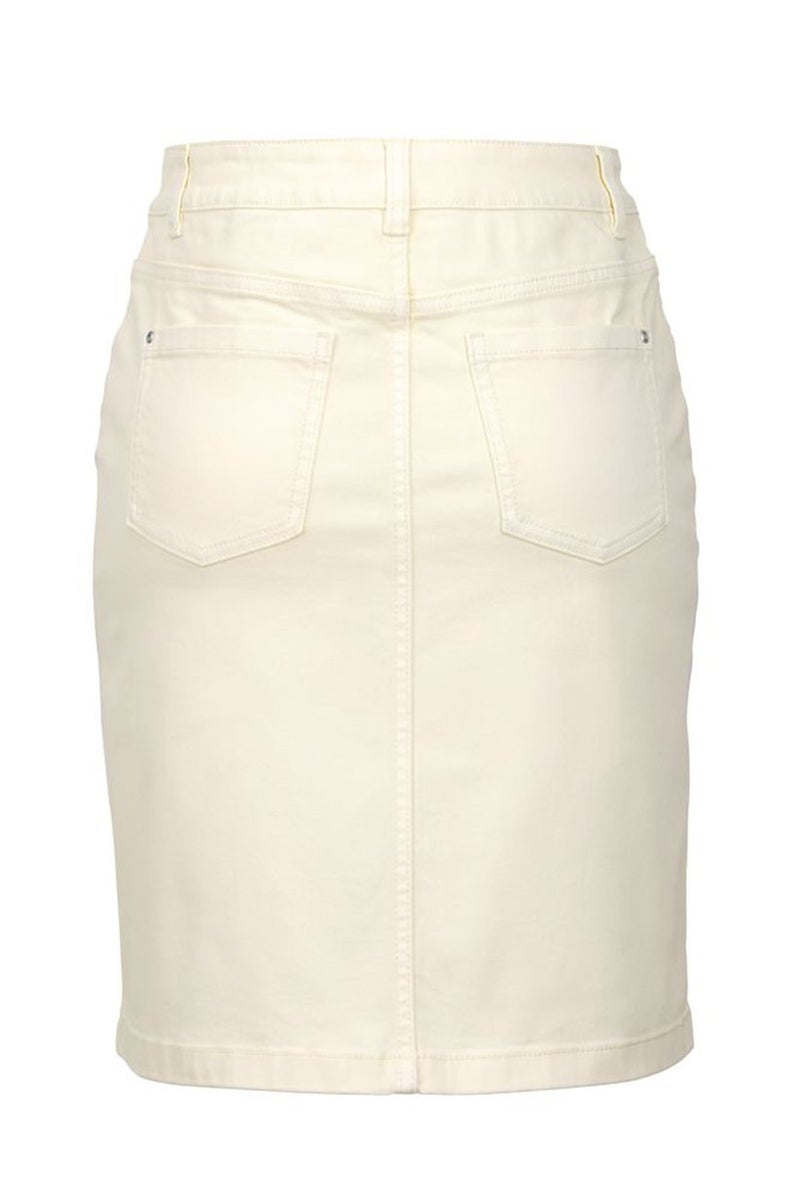 Tchibo Women Solid Denim Mini Skirt, Cream - Image 2
