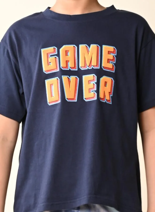 LILPICKS Game Over Printed T-shirt with Short Set