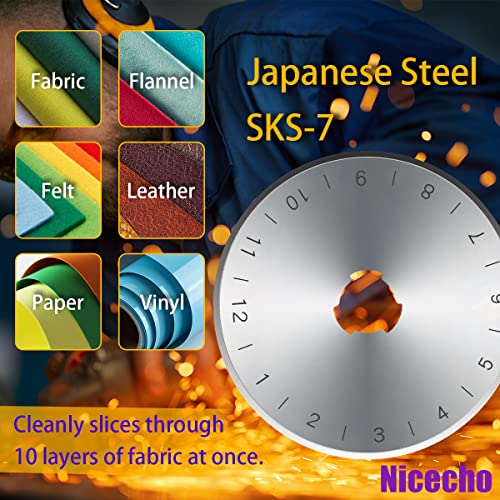 Nicecho Rotary Cutter Set,Nicecho Sewing Quilting Supplies,45mm & 28 mm Fabric Cutters,8 Rotary Cutter Blades,A3 Cutting Mat for Sewing,6x12 & 2.5x12 In Quilting Rulers,Ideal Quilt kits for Lovers & Beginners - Image 3