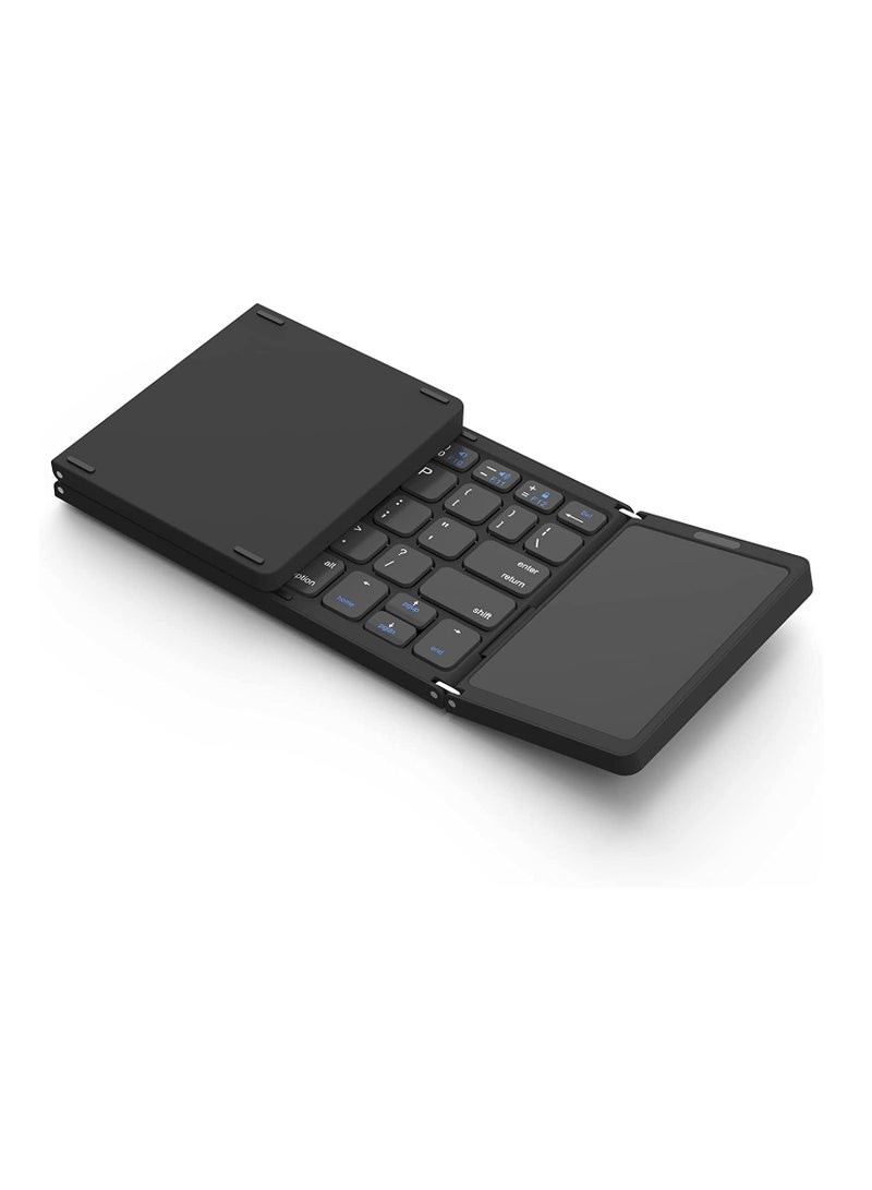 Upgrade Foldable Bluetooth Keyboard, Tri- Foldable Portable Wireless Keyboard with Touchpad, USB-C Rechargeable for iOS, Android, Windows System Laptop Tablet Smartphone Device (Black) - Image 1