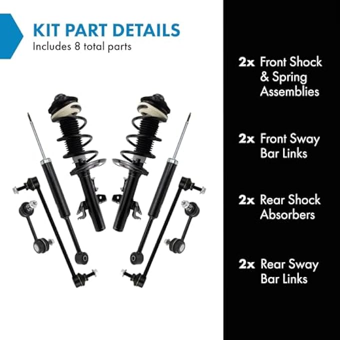 TRQ Front And Rear Suspension Kit Complete Strut  Coil Spring Assembly Shock Absorber Sway Bar Stabilizer Link Compatible With 20152017 Chrysler 200 - Image 3