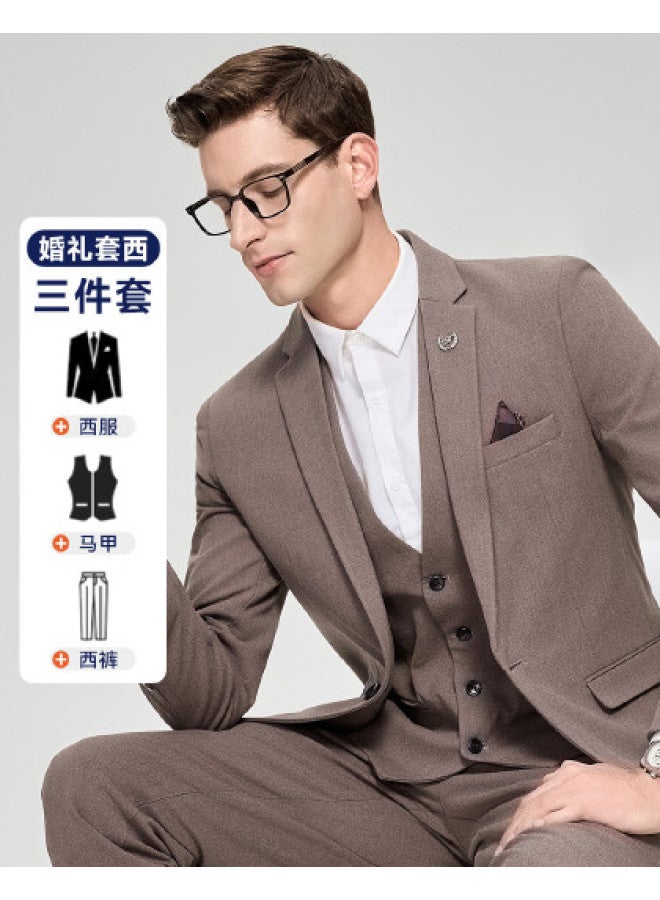Fapai Business Three-piece Suit] Men's Spring/autumn Suit Set Business Casual Formal Suit Men's Wedding Groom Tuxedo - Image 1