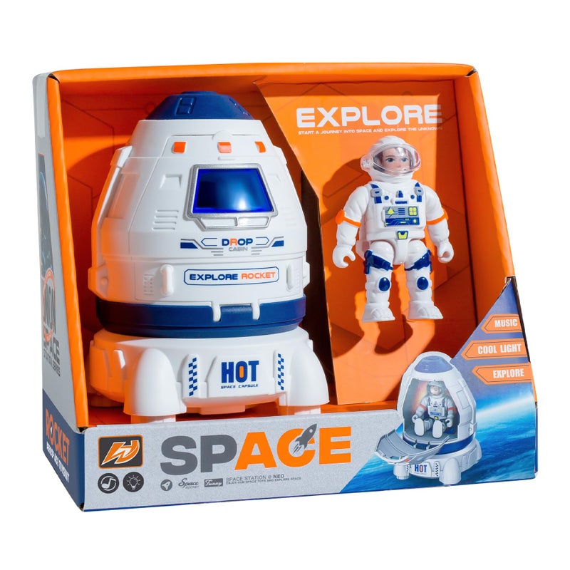 Wbzle Space Ship Toy Space Capsule Rocket Toys with Lights and Sound Astronaut Toys for Outer Space Adventure Space Toy Playset Gift for Kids 3 4 5 6 7 8 - Image 2