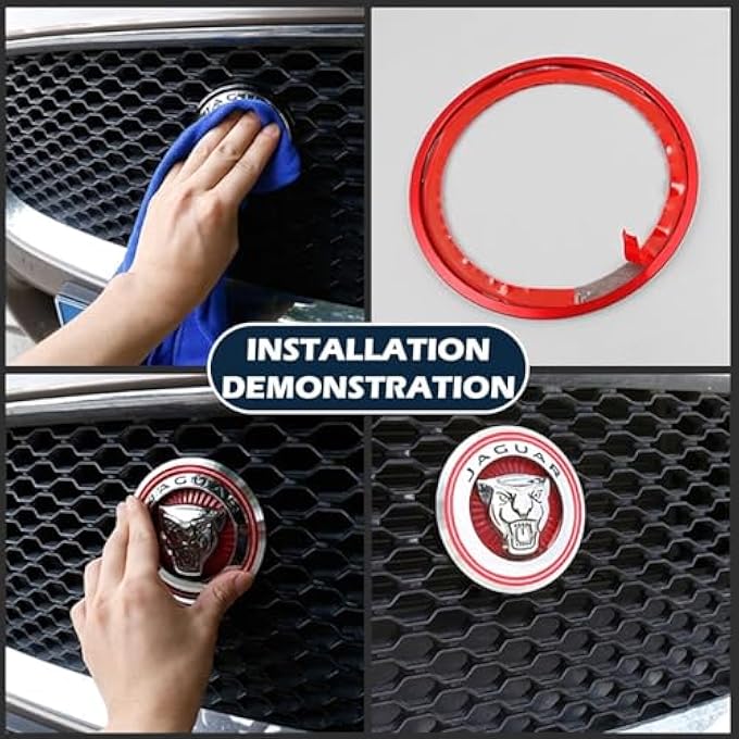AULPEE Hood Emblem  Compatible With Xe Xf XjFTypeFPace Accessories 3D Classical Design  Hood EmblemRed Ring - Image 4