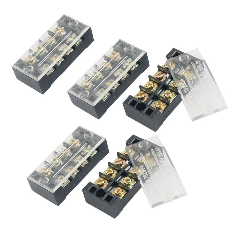 URBEST ® 5 قطع شريط طرفي مغطى مزدوج الصف 4 موضع 600 فولت 25 أمبير - Image 1