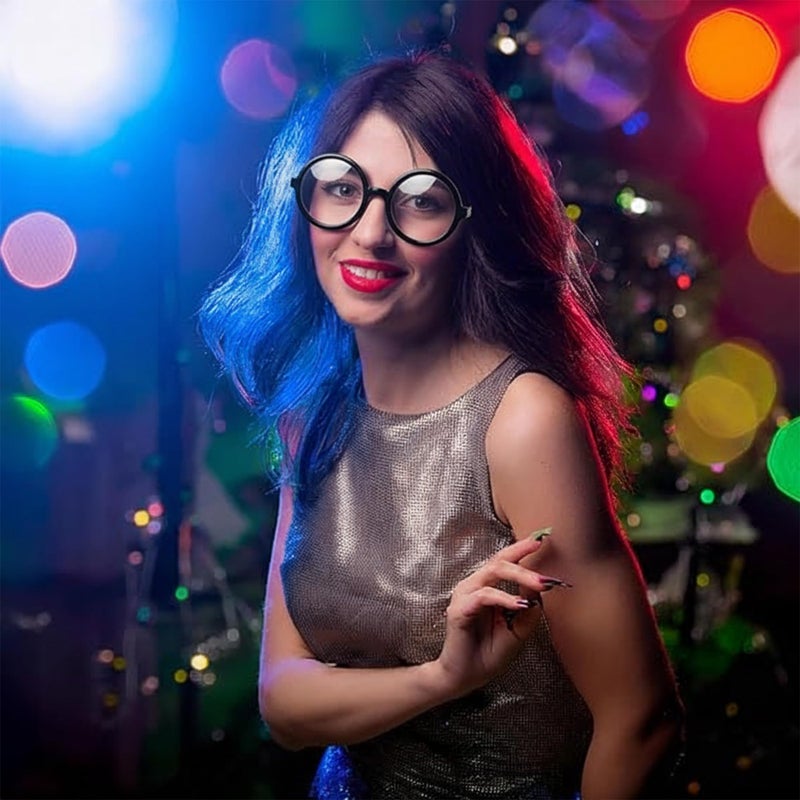 Vaulted Skulls & Co Big Eye Glasses | Big Round Eye Glasses | Funny Round Nerd Eyeglasses | Retro Rounded Shades | Large Circle Eyeglasses | Circular Prop Spectacles | Oversized Costume Eyewear | Black | One Size - Image 5
