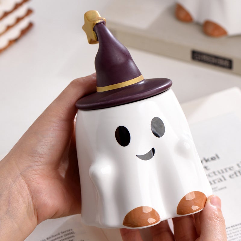 Halloween Creative Cartoon Ceramic Cup Cute Water Cup Large Capacity Office Coffee Milk Elf Mug(Gradient powder, 401-500ml) - Image 3