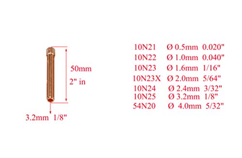 RIVERWELD TIG Collet 10N25 (1/8" & 3.2mm) For QQ300 PTA DB SR WP 17 18 26 TIG Welding Torch 10pk - Image 2