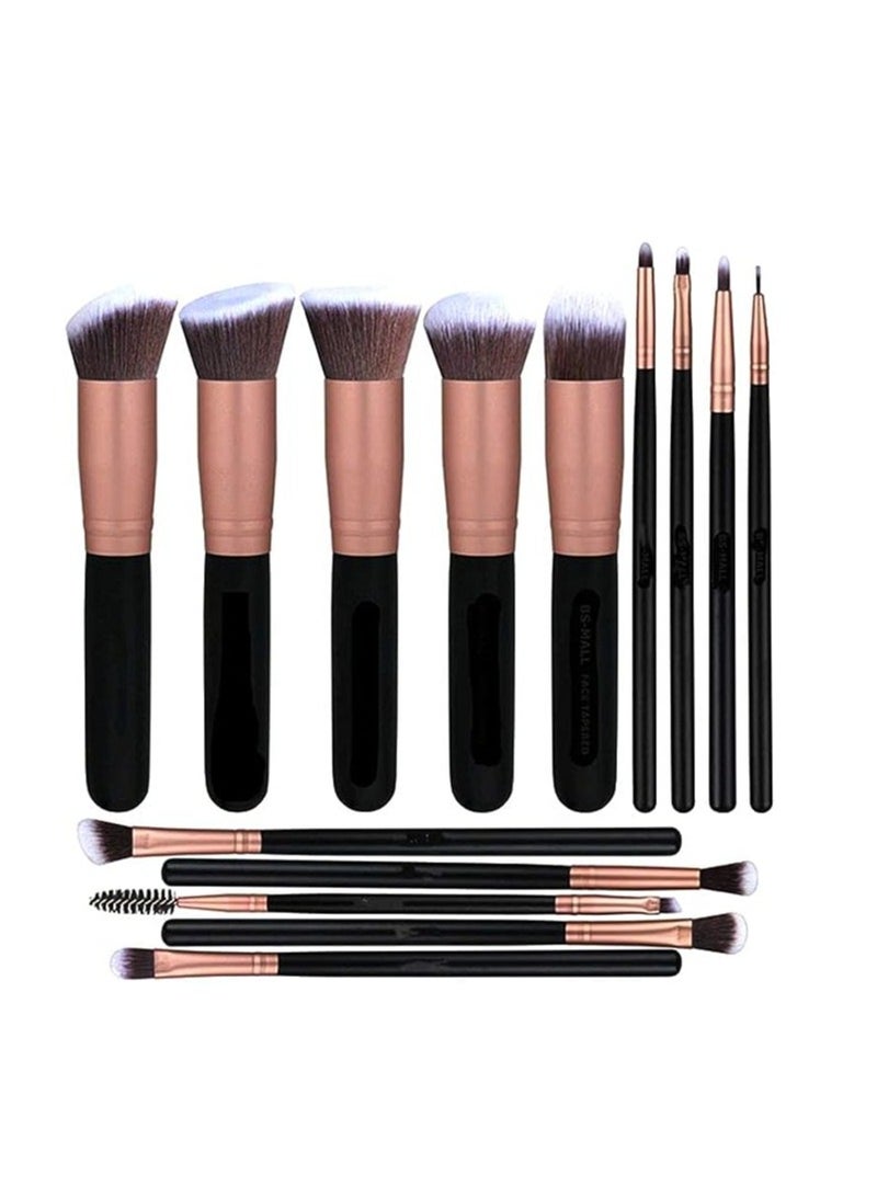 ORiTi  Makeup Brushes Set (14 Pieces, Rose Gold Black) - Image 1