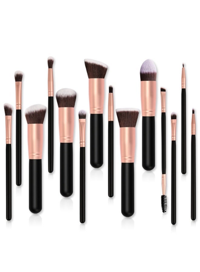 ORiTi  Makeup Brushes Set  (14 Pieces, Rose Gold Black) - Image 1