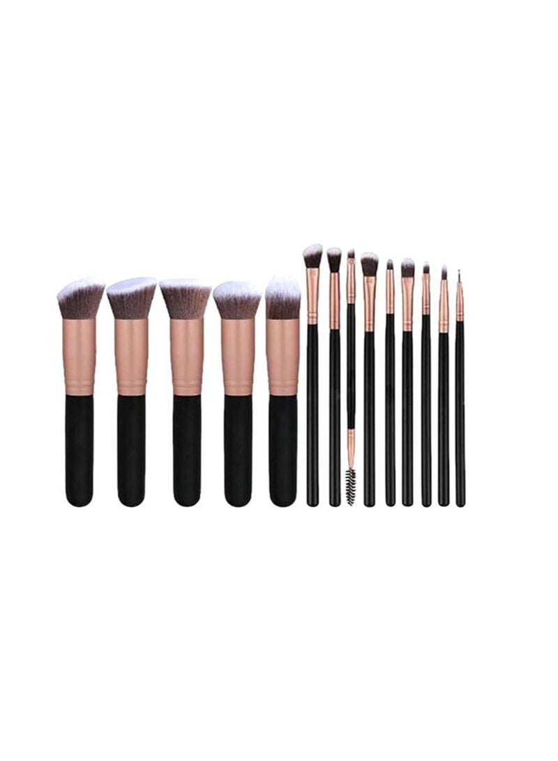 ORiTi  Makeup Brushes Set  (14 Pieces, Rose Gold Black) - Image 3