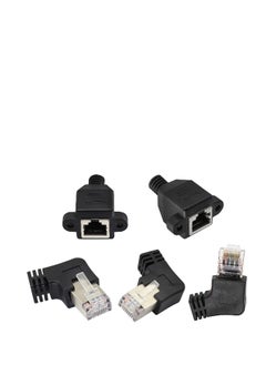 90 Degree Cat 6 Ethernet Cable, Right Bend Angle RJ45 Male to Female Shielded Ethernet Network Connector, Screw Panel Mount Extension Cable for Router, Modem (30cm/1ft-Right)