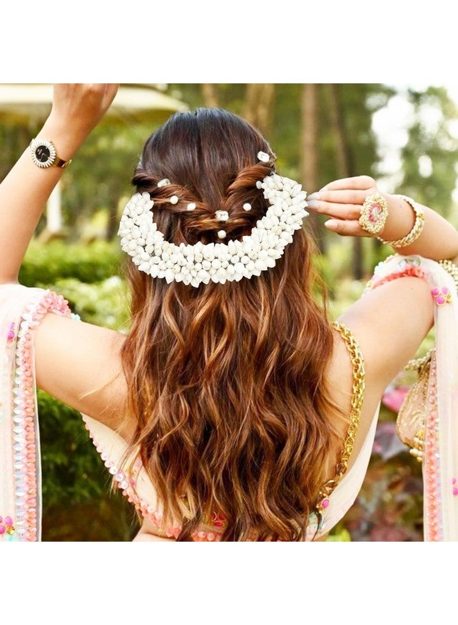 TrendyTrolley Artificial 2 Pc Golden Beaded & White Mogra Gajra | Suitable For Wedding Haldi Bride to Be Mehendi Bharatnatyam Kathhak Dance (2 Pc) |Gajra For Hair - Image 5