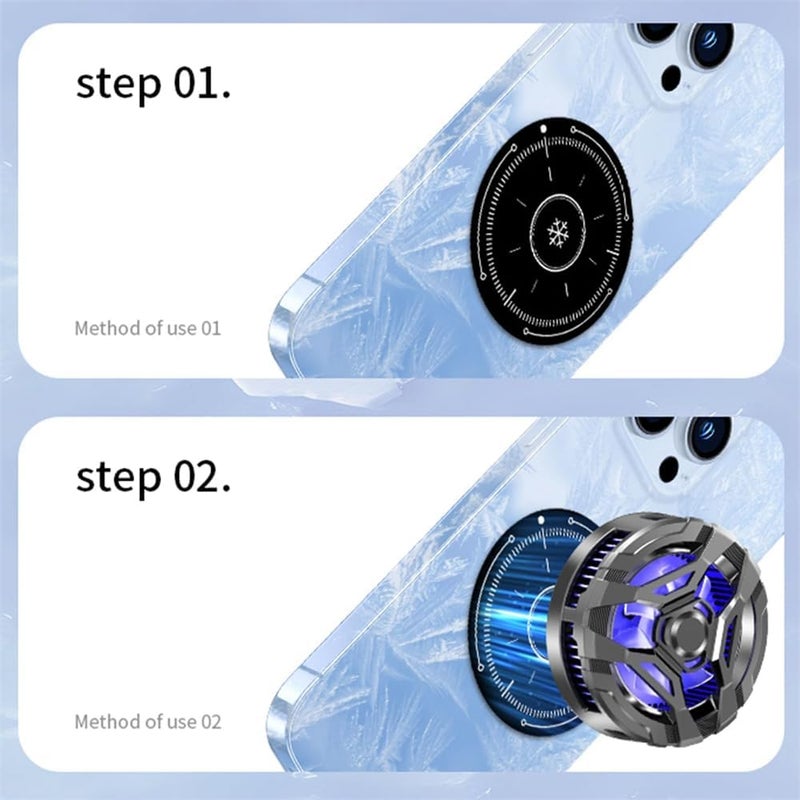 Magnetic Cell Phone Cooler for Gaming, Mobile Phone Cooler, Magnetic Semiconductor Radiator, Lightweight 3-Level Adjustable Cooling Fan for Smartphones, Multifunctional Cooling Fan (Black) - Image 4