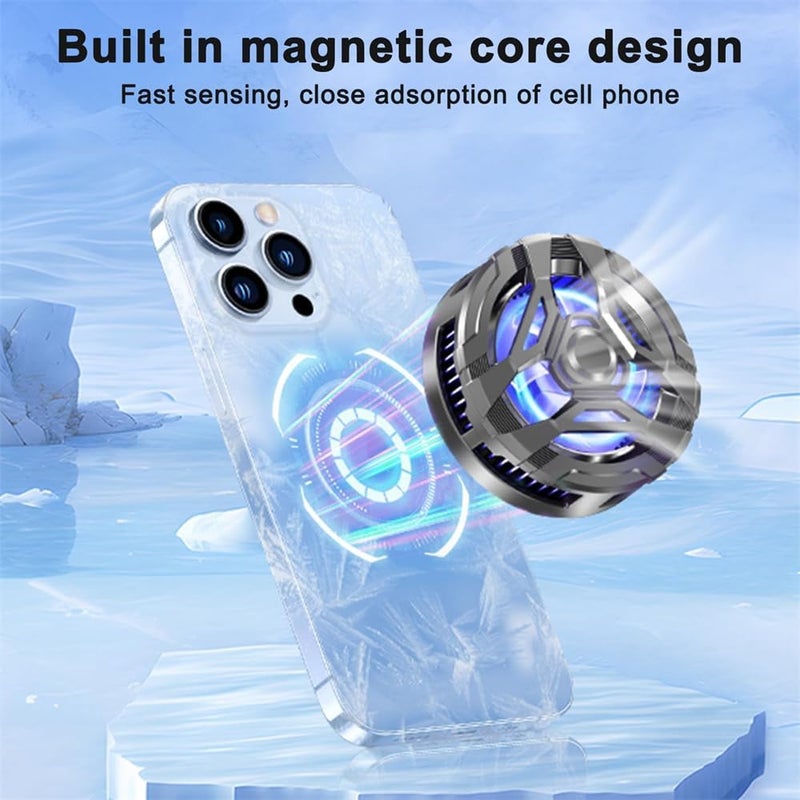 Magnetic Cell Phone Cooler for Gaming, Mobile Phone Cooler, Magnetic Semiconductor Radiator, Lightweight 3-Level Adjustable Cooling Fan for Smartphones, Multifunctional Cooling Fan (Black) - Image 3
