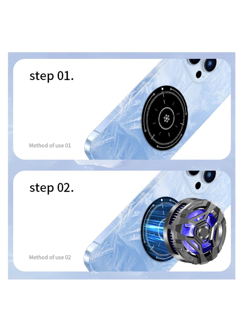 SYOSI Mobile Phone Cooler, Magnetic Semiconductor Radiator, Lightweight 3-Level Adjustable Cooling Fan for Smartphones, Multifunctional Cooling Fan for Gaming and Video Calls (Black)  - Image 4