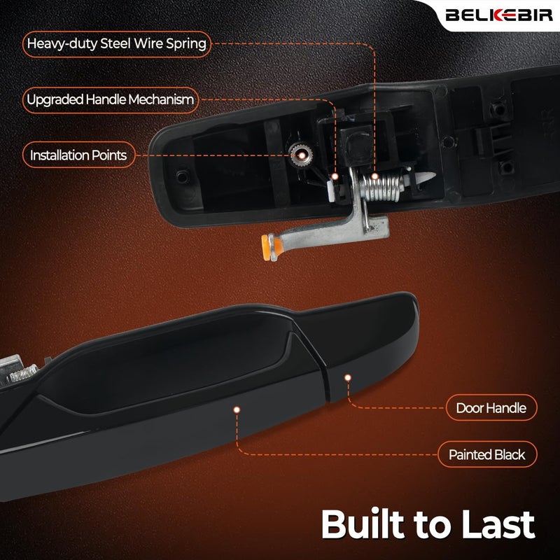 BELKEBIR Black Exterior Door Handle Front Right Passenger Side Compatible with 2007-2014 Chevy Silverado Suburban Avalanche Tahoe, GMC Sierra Yukon, Cadillac Escalade Replaces 15915150, 20954811, 22738722 Transit & use compatible - Image 5