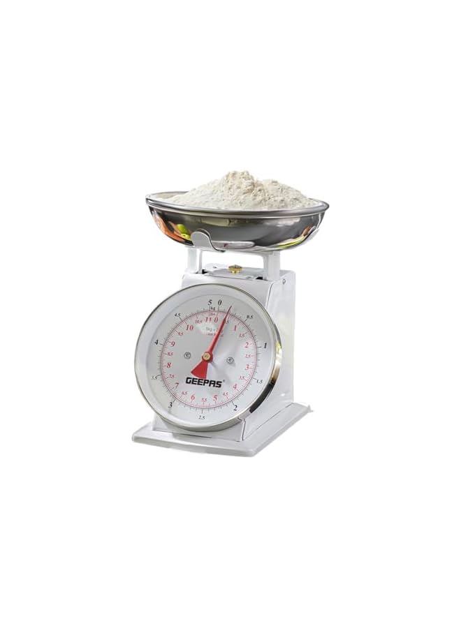 Geepas Kitchen Analog Kitchen Scale - Kitchen Food Scale and Multifunction Weight Scale with Removable Bowl, 11 lb 5kg | Ideal For Kitchen, Hotel, Gold Smith and More - Image 2