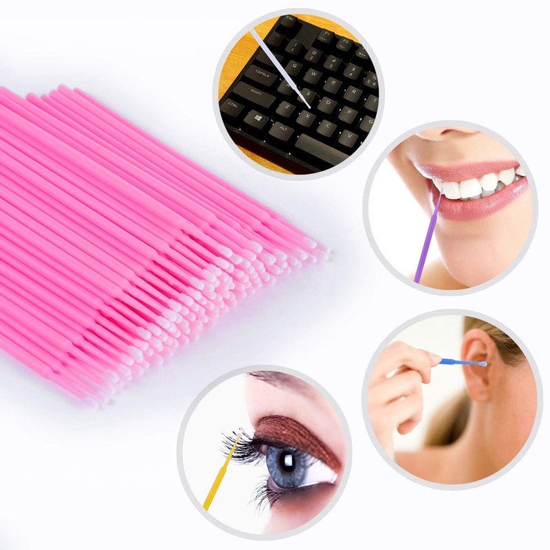 Tbestmax 500 Pcs Disposable Micro Applicator Brush Micro Swabs, Eye Lashes Mascara Wands for Eyelash Extension Pink - Image 4