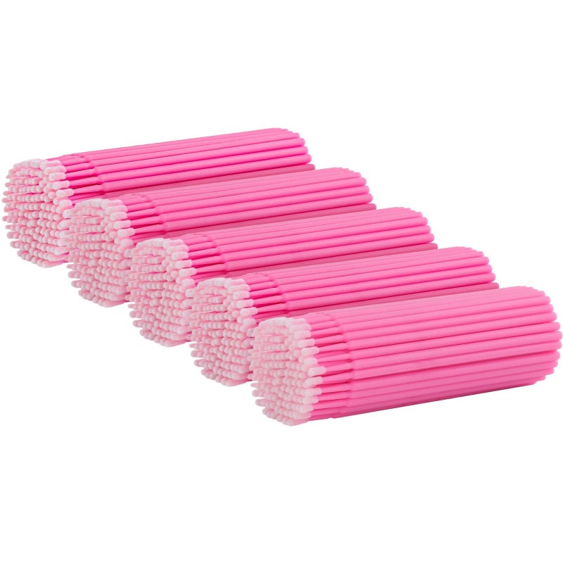 Tbestmax 500 Pcs Disposable Micro Applicator Brush Micro Swabs, Eye Lashes Mascara Wands for Eyelash Extension Pink - Image 1