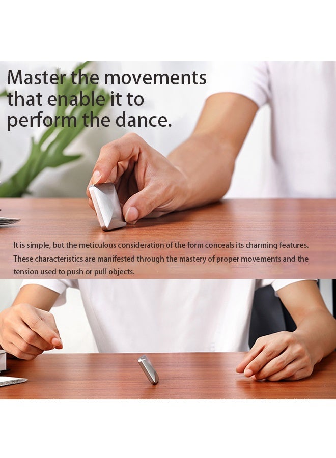 Kinetic Fingertip Flip Skill Toy - an Oddly Satisfying Desk Toy That Flips, Rolls, and Falls at The Same Time, Anxiety Relief Toys Flip Fidget -Silver - Image 2