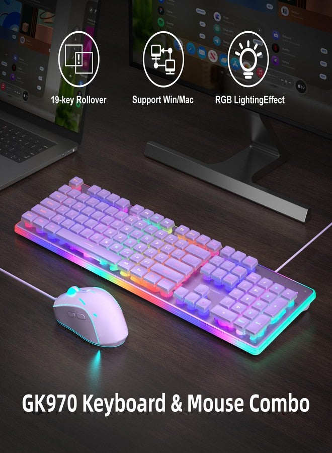 Camiysn Gaming Keyboard and Mouse, Purple 104 Keys RGB and 6 Speed RGB Mouse Combo, Pudding Keycaps Silent Computer Keyboard for Computer/PC/Laptop/Mac/Windows/Office - Image 3