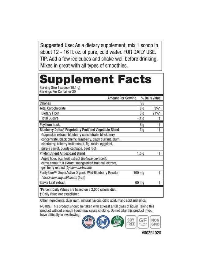 Purity Products Advanced Blueberry Detox Daily Fiber Formula Featuring Purityblue Organic Wild Blueberries A Full 6 Grams Of Detoxifying Regularity Promoting Prebiotic Fiber 30 Servings - Image 3