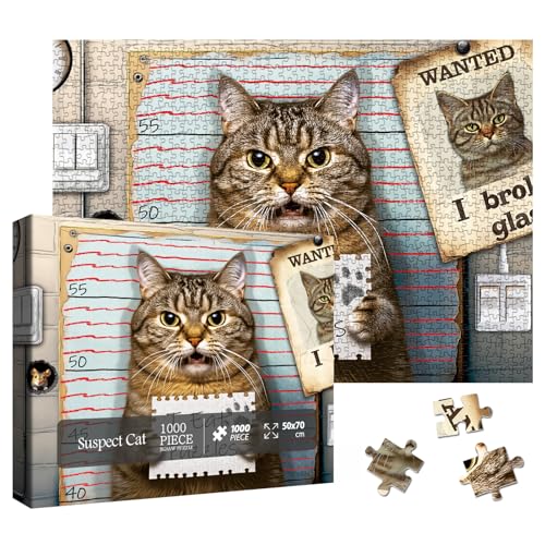 Larkipuzz Funny Cat Jigsaw Puzzle 1000 Piece for Adult Cute Animal Kitten Art Jigsaw Puzzles Beautiful Aesthetic Mouse Challenging Puzzle - Image 5