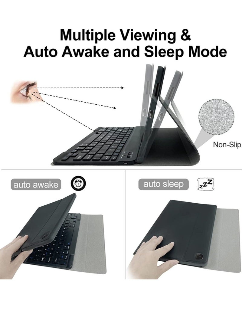 MUNTAQI Keyboard Case for Samsung Galaxy Tab S6 Lite 10.4'' (SM-P610/P615/P613/P619,2020/2022), Lachesis Business Leather Folio Cover with Detachable Magnetically Bluetooth Keyboard with S-Pen Holder, Black - Image 5