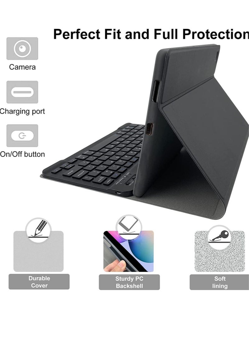 MUNTAQI Keyboard Case for Samsung Galaxy Tab S6 Lite 10.4'' (SM-P610/P615/P613/P619,2020/2022), Lachesis Business Leather Folio Cover with Detachable Magnetically Bluetooth Keyboard with S-Pen Holder, Black - Image 4