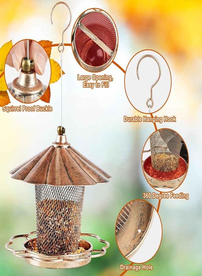 LBTING Bird Feeder for Outdoor, Squirrel Proof Metal Wild Bird Feeder for Hanging Outside Garden Yard Decoration, Flower Petals Shaped with Roof - Image 3