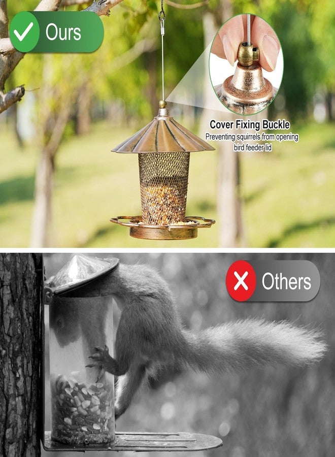 LBTING Bird Feeder for Outdoor, Squirrel Proof Metal Wild Bird Feeder for Hanging Outside Garden Yard Decoration, Flower Petals Shaped with Roof - Image 4