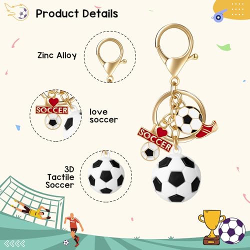 Joyline Soccer Gifts Funny Soccer Keychain for Men Women Mini 3D Love Football&Trophy Charm Keychain - Image 3