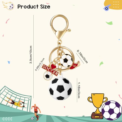 Joyline Soccer Gifts Funny Soccer Keychain for Men Women Mini 3D Love Football&Trophy Charm Keychain - Image 2