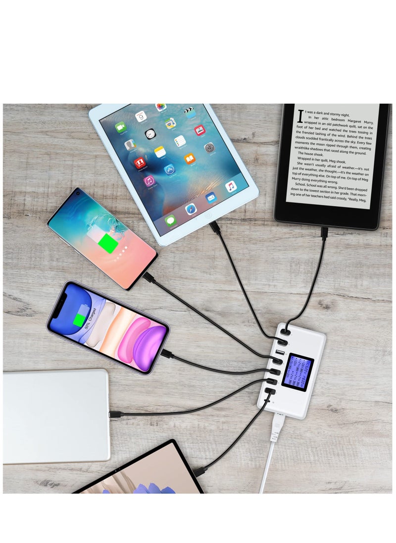 Generic - USB charger, 60W 12a 8-port USB charging station, multi port USB hub charger, compact LCD display, compatible with iPhone, iPad, Samsung Kindle tablet, Bluetooth headset, etc - Image 1